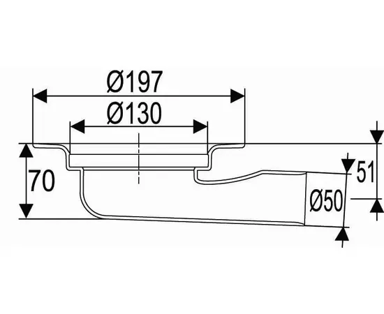 UPONOR DRAIN ТРАП С ГОРИЗОНТАЛЬНЫМ ВЫПУСКОМ  НИЗКИЙ Д.50/130мм