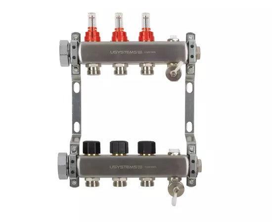 Usystems: КОЛЛЕКТОР UN 1" с расходомерами, стальной, выходы 3/4" euro Usystems, тип балансировки: расходомер, Выходы: Выберите количество Европейское качество