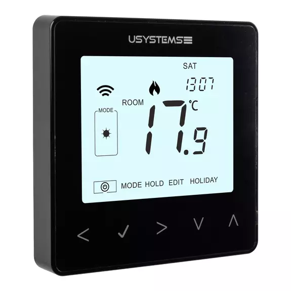 Usystems: Проводной термостат цифровой TWL-9 Zigbee чёрный  USYSTEMS, Сенсорный экран: да, Цвет: черный, Напряжение, В: 24 Европейское качество