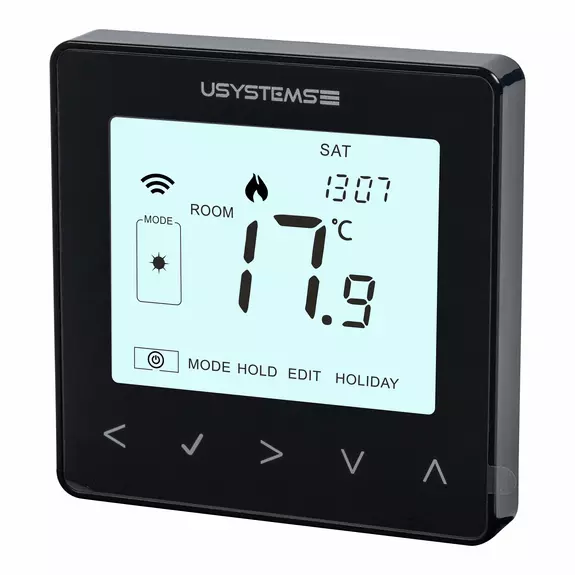 Usystems: Проводной термостат цифровой TWL-9 Zigbee чёрный  USYSTEMS, Сенсорный экран: да, Цвет: черный, Напряжение, В: 24, изображение 4 Европейское качество