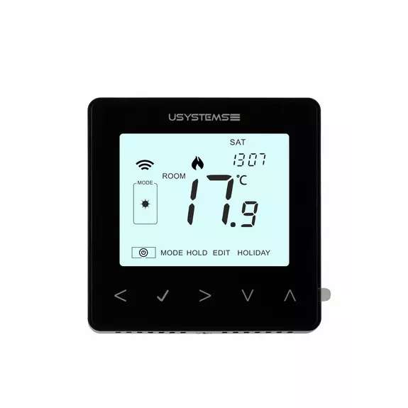 Usystems: Проводной термостат цифровой TWL-9 Zigbee чёрный  USYSTEMS, Сенсорный экран: да, Цвет: черный, Напряжение, В: 24, изображение 3 Европейское качество