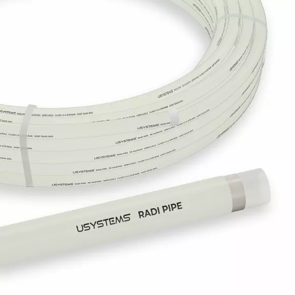 Usystems: Труба Radi Pipe белая PN10 16x2,2 бухта 100м  USYSTEMS, Давление: 10, Диаметр PEX труб и аксессуаров: 16, Длина трубы PEX: 100 Европейское качество