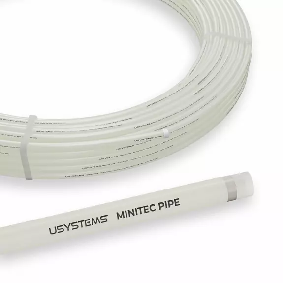 Usystems: Труба Minitec Pipe белая 10x1,3 бухта 120м  USYSTEMS, Давление: 6, Диаметр PEX труб и аксессуаров: 10, Длина трубы PEX: 120 Европейское качество