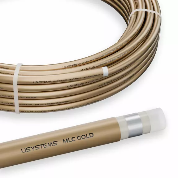 Usystems: Труба MLC Gold 16x2.0 PN6 бухта 200м  USYSTEMS, Цвет: золотой, Давление: 6, Диаметр MLC трубы: 16, Длина: 200 Европейское качество