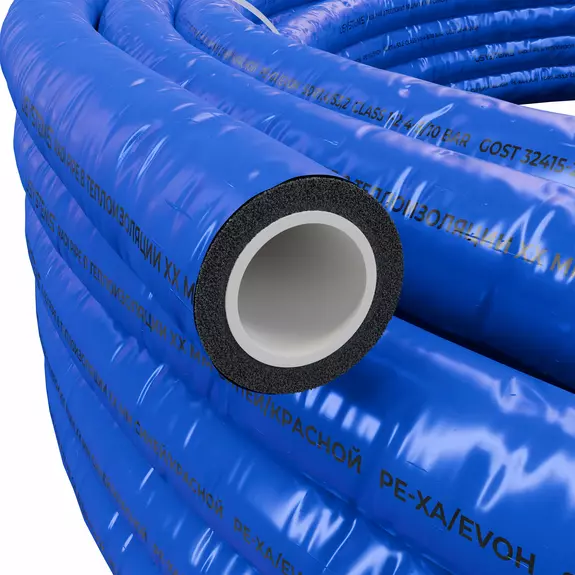 Usystems: Труба Radi Pipe PN10 25x3,5 в теплоизоляции 13 мм синей бухта 25м  USYSTEMS, Цвет: синий, Диаметр PEX труб и аксессуаров: 25, Длина трубы PEX: 25, Толщина теплоизоляции трубы: 13, Давление, бар: 10, изображение 2 Европейское качество