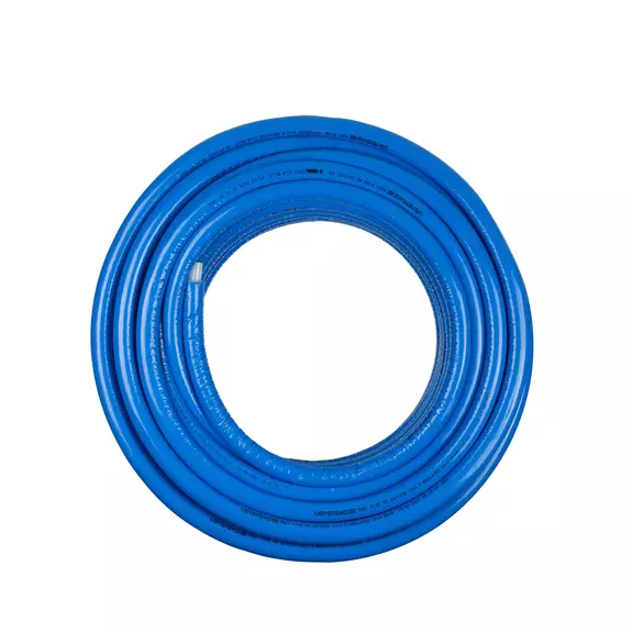 Usystems: Труба Radi Pipe PN10 16x2,2 в теплоизоляции 13 мм синей бухта 50м  USYSTEMS, Цвет: синий, Давление: 10, Диаметр PEX труб и аксессуаров: 16, Длина трубы PEX: 50, Толщина теплоизоляции трубы: 13, изображение 5 Европейское качество